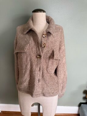 Z Supply Taupe Teddy Button-Up Jacket